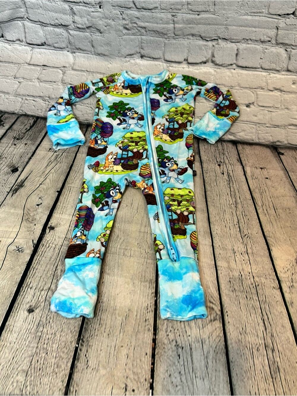 Sugar Swan Easter Bluey Bamboo Zippie Romper
